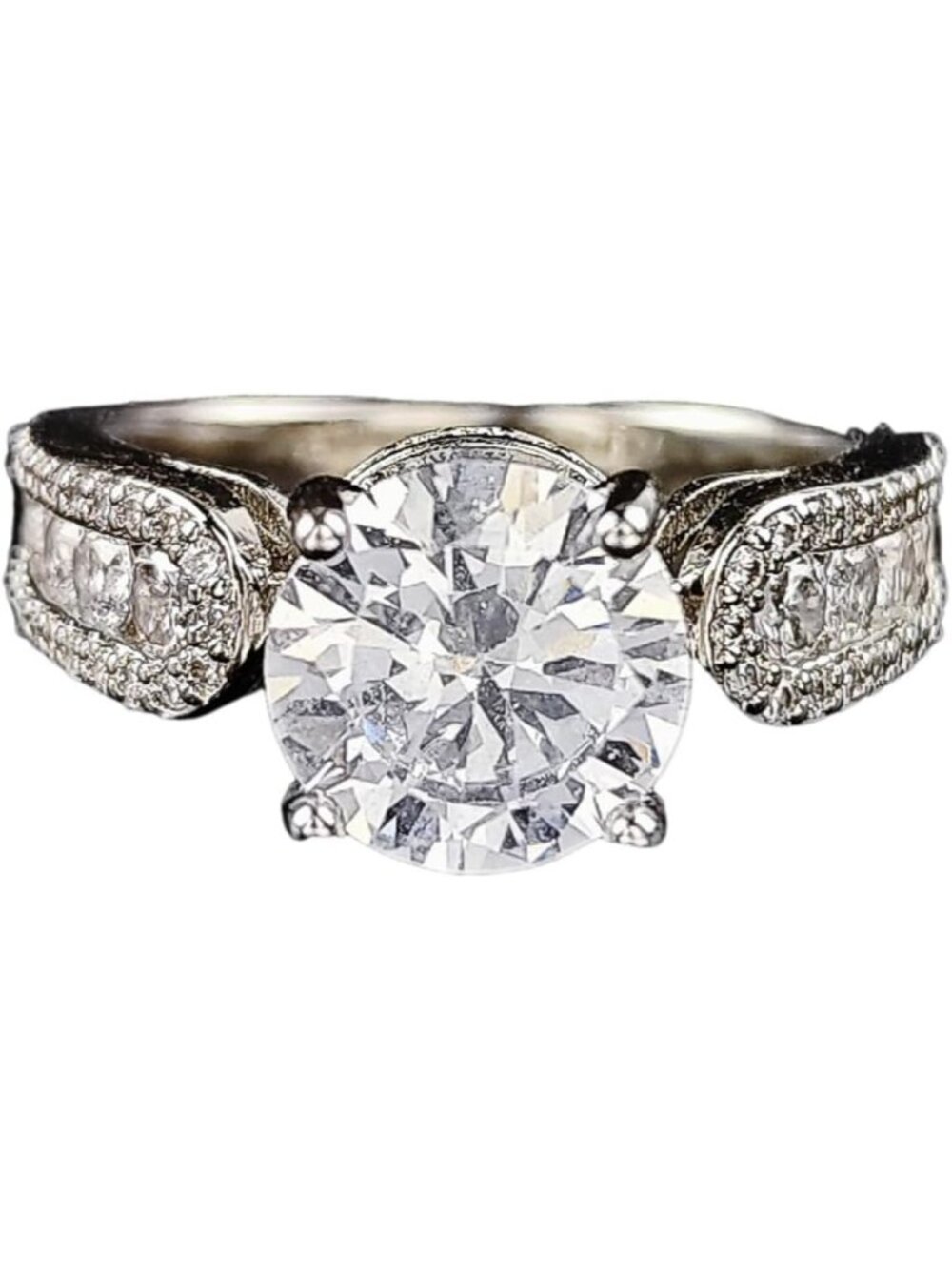 925 Sterling Silver CZ Engagement Ring, Classic Round Solitaire, Sparkling